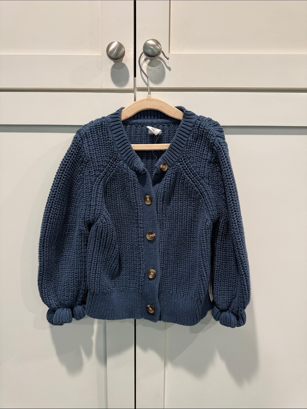 GAP Navy Blue Chunky Knit Button-Up Cardigan
